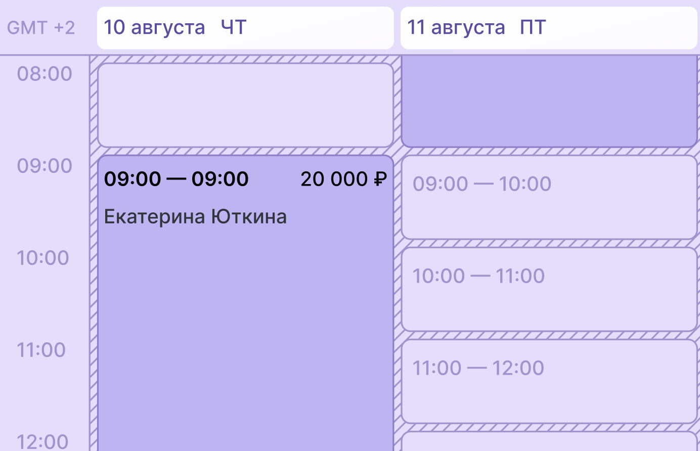 Бронирование с переходом на следующие сутки в Cue
